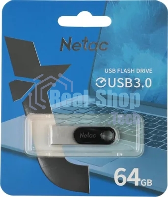 Флешка USB Netac U278 (NT03U278N-128G-32PN), 128Gb, USB 3.0, R/W 110/45, серебристый/черный