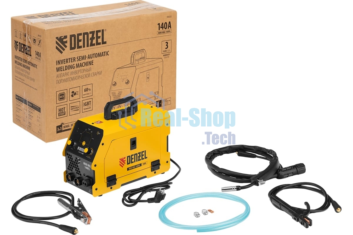 Аппарат инвертор. полуавтомат. сварки Denzel Mini MIG-140FG, 140 А, ПВ 60%