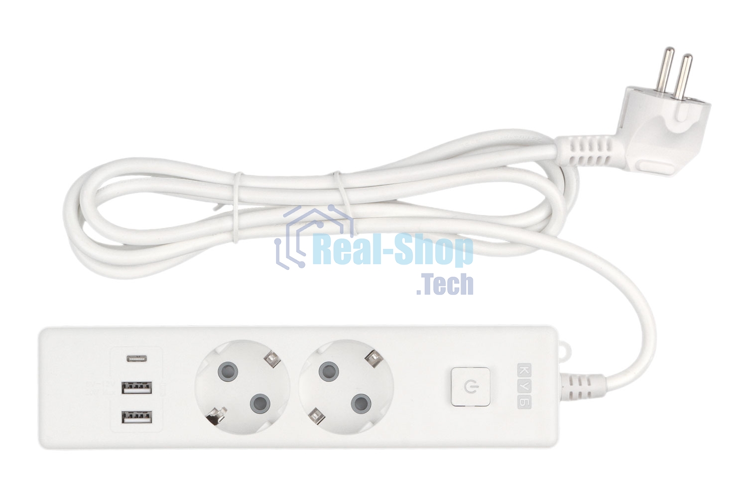 Бытовой удлинитель PowerCube, 2 р с/з вык.,3USB, 3500 Вт, 16А, 1.9 м, 3x1,0 (белый) PC-4-2M