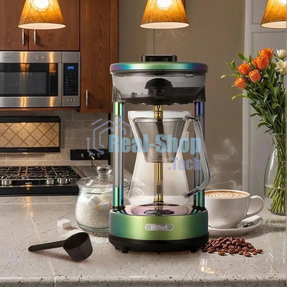 Кофеварка капельная Kitfort КТ-7488 зеленый, исп. кофе - молотый, 0.6 л, 600 Вт