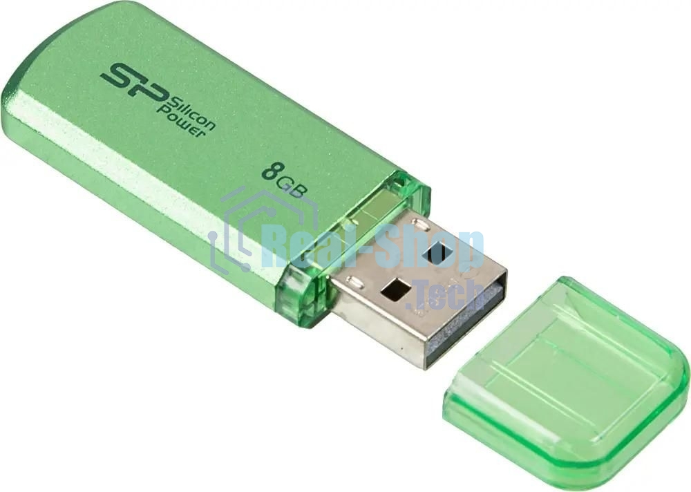 Флешка USB R/W Silicon Power R/W 8Gb Helios 101 SP008Gb,UF2101V1N USB 2.0 зеленый