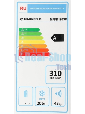 Морозильная камера Maunfeld MFFR170SB, черный, 206л, 4 ящика, 2 полки