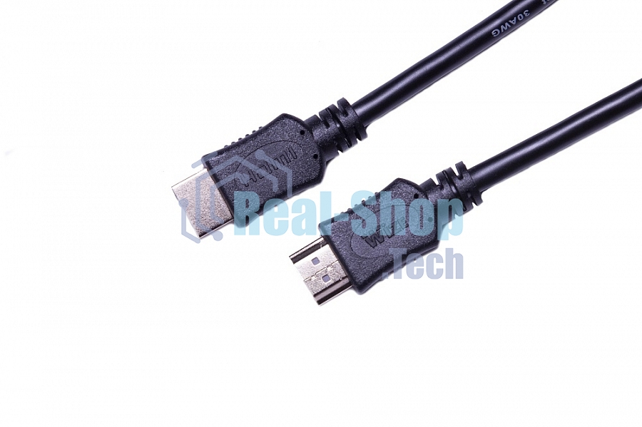 Кабель HDMI C-HM-HM-5M Wize, 5 м, v.2.0, 19M/19M, позол.разъемы, экран, черный, пакет