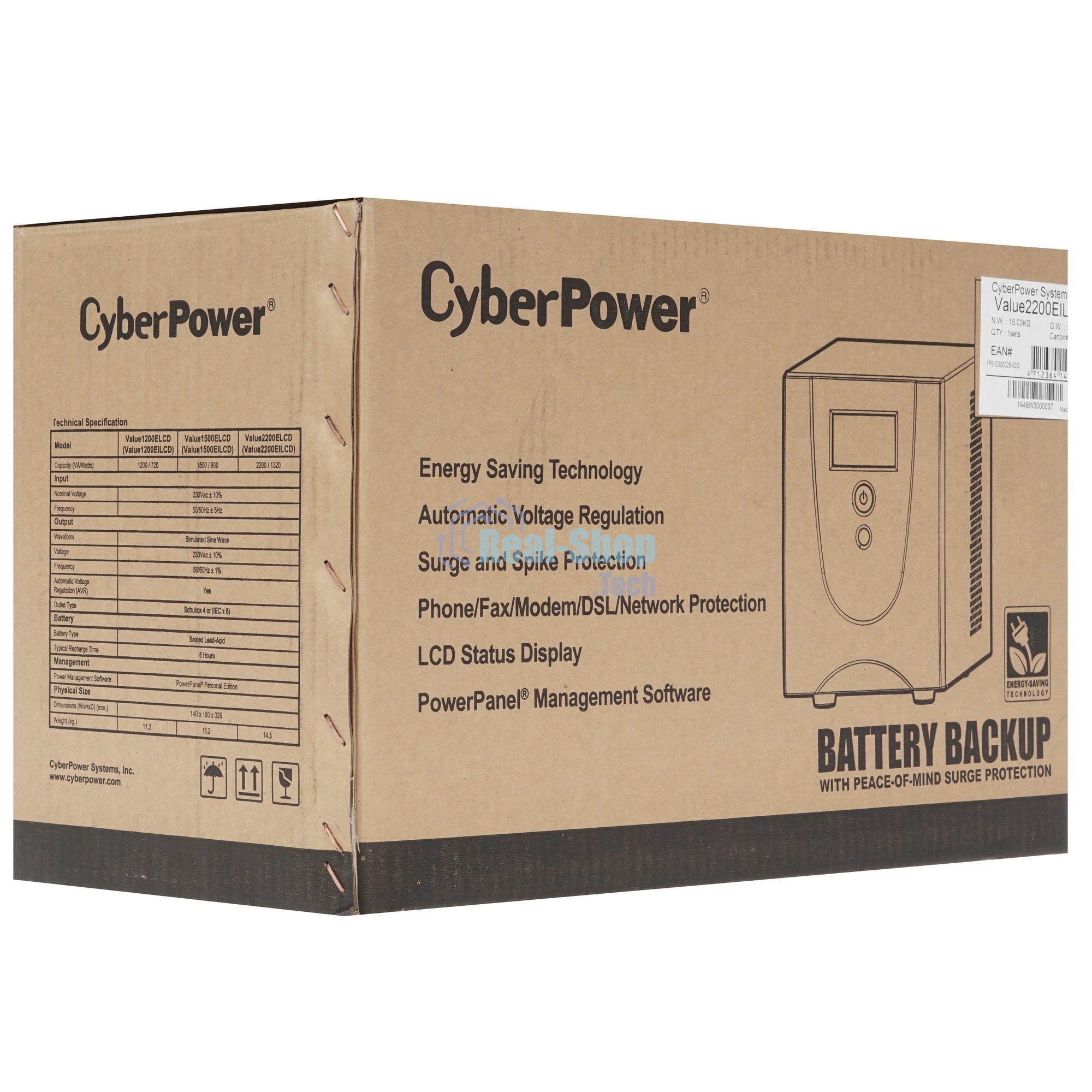 Источник бесперебойного питания CyberPower VALUE2200EILCD/2200 ВА/1320 Вт/6xIEC 320 C13 (компьютерный)