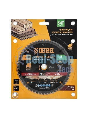 Пильный диск по дереву Denzel ф180 х 20 мм, 54 зубьев