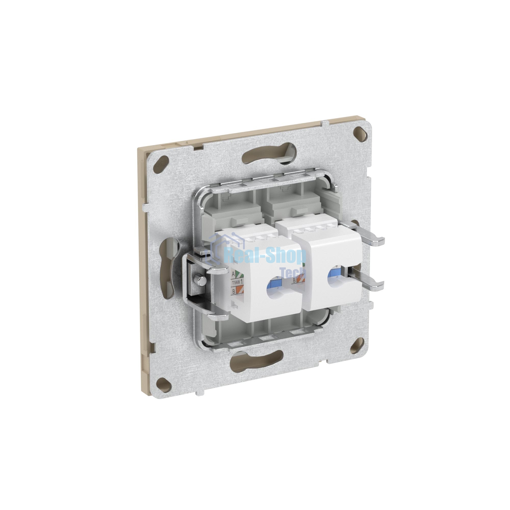 Компьютерная розетка RJ-45 без шторки, кат.5е двойная, KANT, ванильный марципан