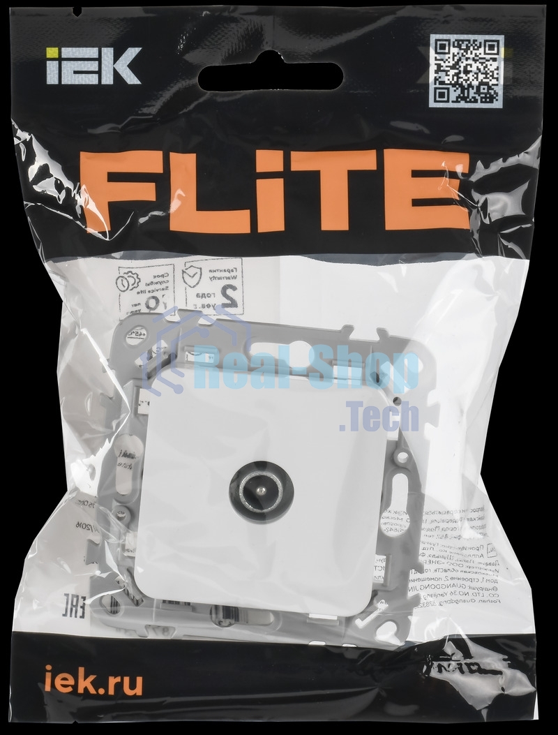 Розетка TV экранированная проходная тип M РТВм-1-1-2-ФлБ белый FLITE