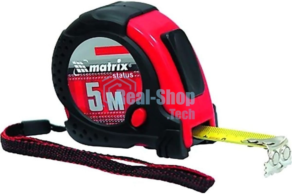 Рулетка Matrix status magnet fixation 5мх25мм обрезиненный корпус зацеп с магнитом