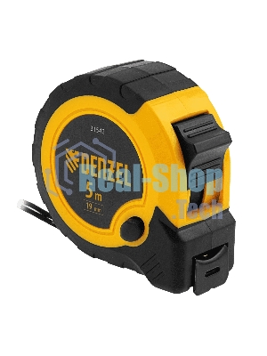 Рулетка 5м х 19мм, двухкомп. корпус, кнопка-пауза Denzel