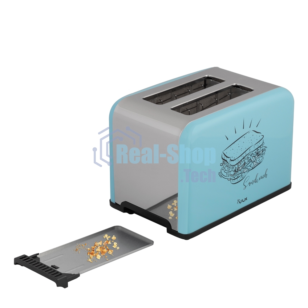 Тостер VLK Palermo 100, мощность 900 Вт, голубой, 5 регулировок поджаривания
