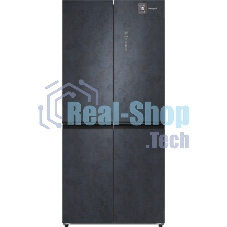 Холодильник Weissgauff WCD 450 Rock Glass NoFrost Inverter графит темный трехкамерный 287/163л морозилка снизу, No Frost, Side by Side