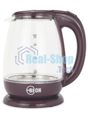 Электрочайник BEON BN-3046 бордовый, 1.8 л, 2200 Вт, скрытый нагревательный элемент