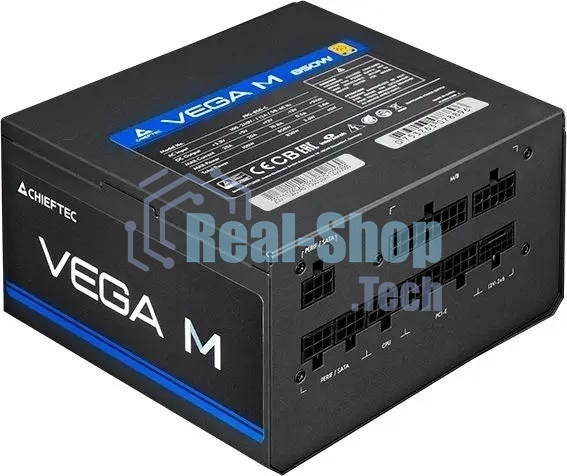 Блок питания Chieftec Vega M PPG-1000-C (ATX 3.1, 1000W, 80 PLUS GOLD, Active PFC, 135mm fan, Gen5 PCIe, Full Cable Management) Retail