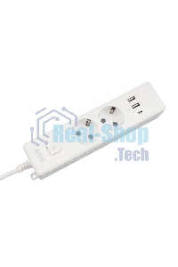 Бытовой удлинитель PowerCube, 2 р с/з вык.,3USB, 3500 Вт, 16А, 1.9 м, 3x1,0 (белый) PC-4-2M