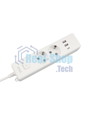 Бытовой удлинитель PowerCube, 2 р с/з вык.,3USB, 3500 Вт, 16А, 1.9 м, 3x1,0 (белый) PC-4-2M