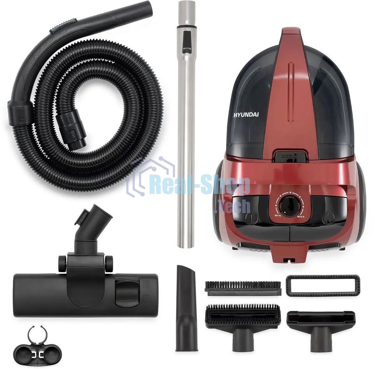 Пылесос Hyundai HYV-C2645 красный/черный, 380/2200 Вт, уборка сухая, пылесборник контейнер 4 л