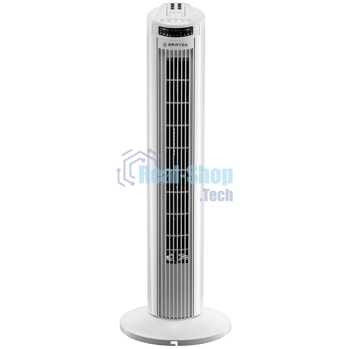 Колонный вентилятор BRAYER BR4958WH, механ.упр.,пульт ДУ,вращение90°,мощ-ть50Вт,защита от перегрева