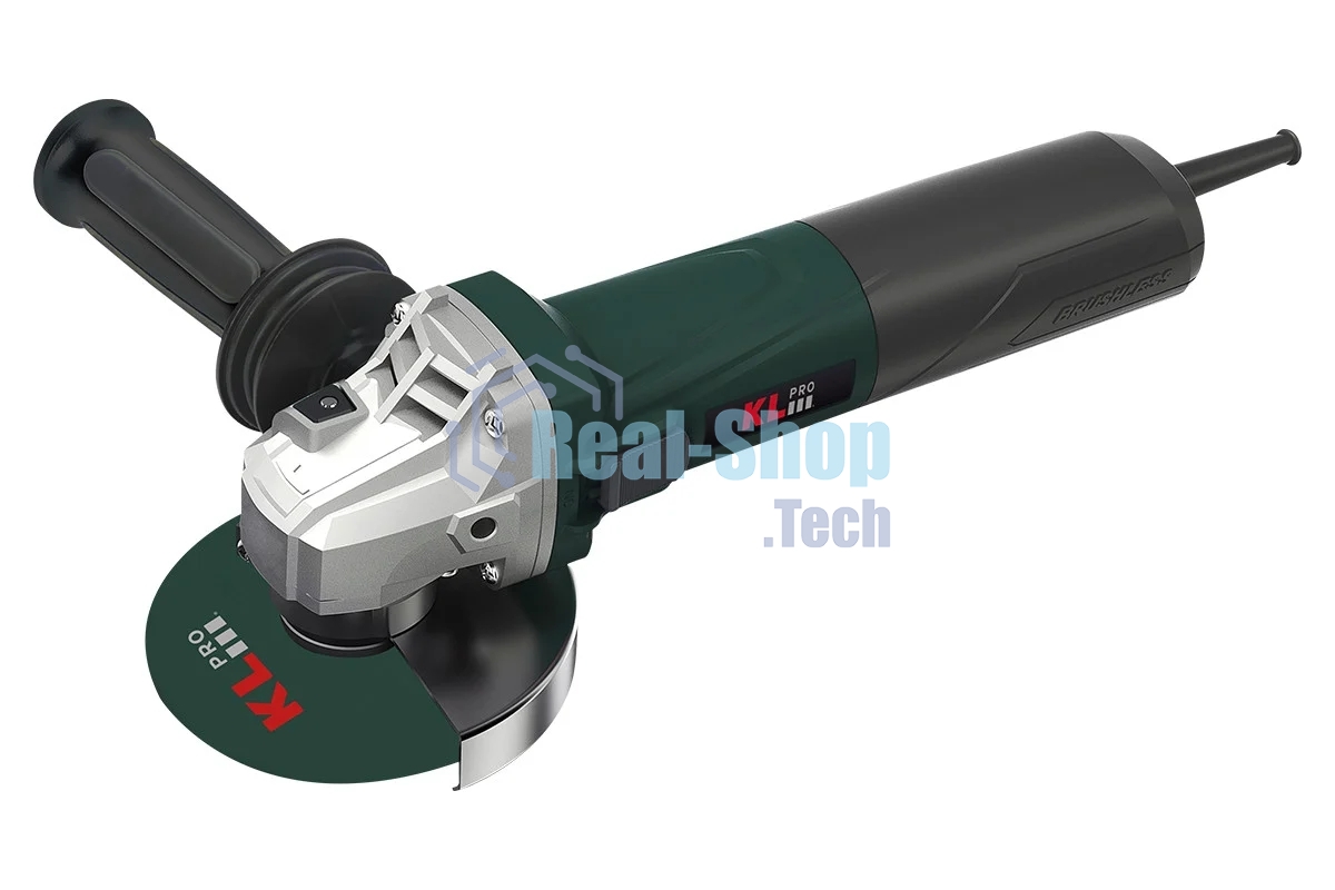 Угловая шлифовальная машина бесщеточная (болгарка) KLPRO KLAT11509 с регулировкой оборотов (сеть, 1150Вт, 115мм, 3000-11500об/мин)