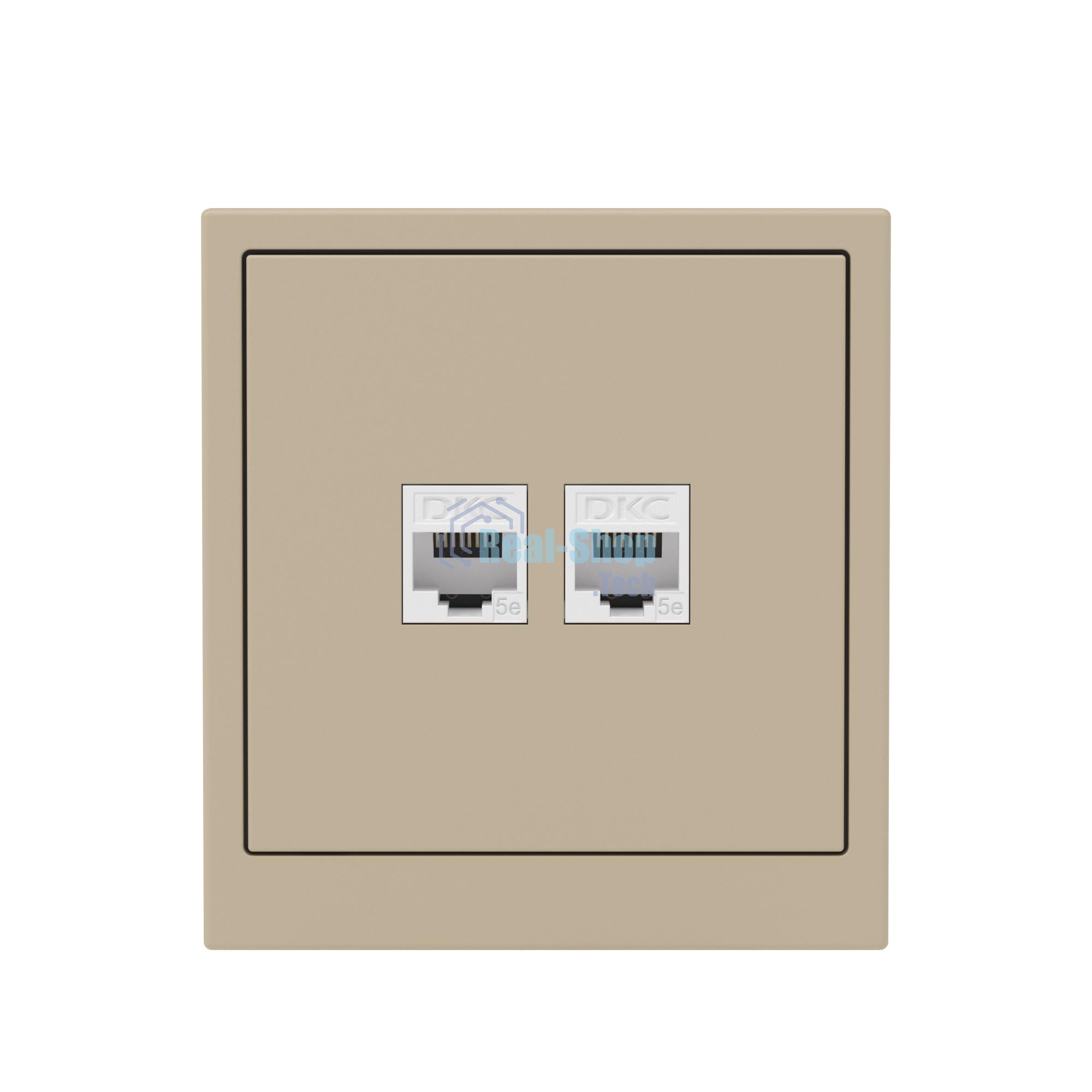 Компьютерная розетка RJ-45 без шторки, кат.5е двойная, KANT, ванильный марципан