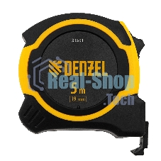 Рулетка Denzel 5м х 19мм, двухкомп. корпус, магнитный обрезиненный зацеп