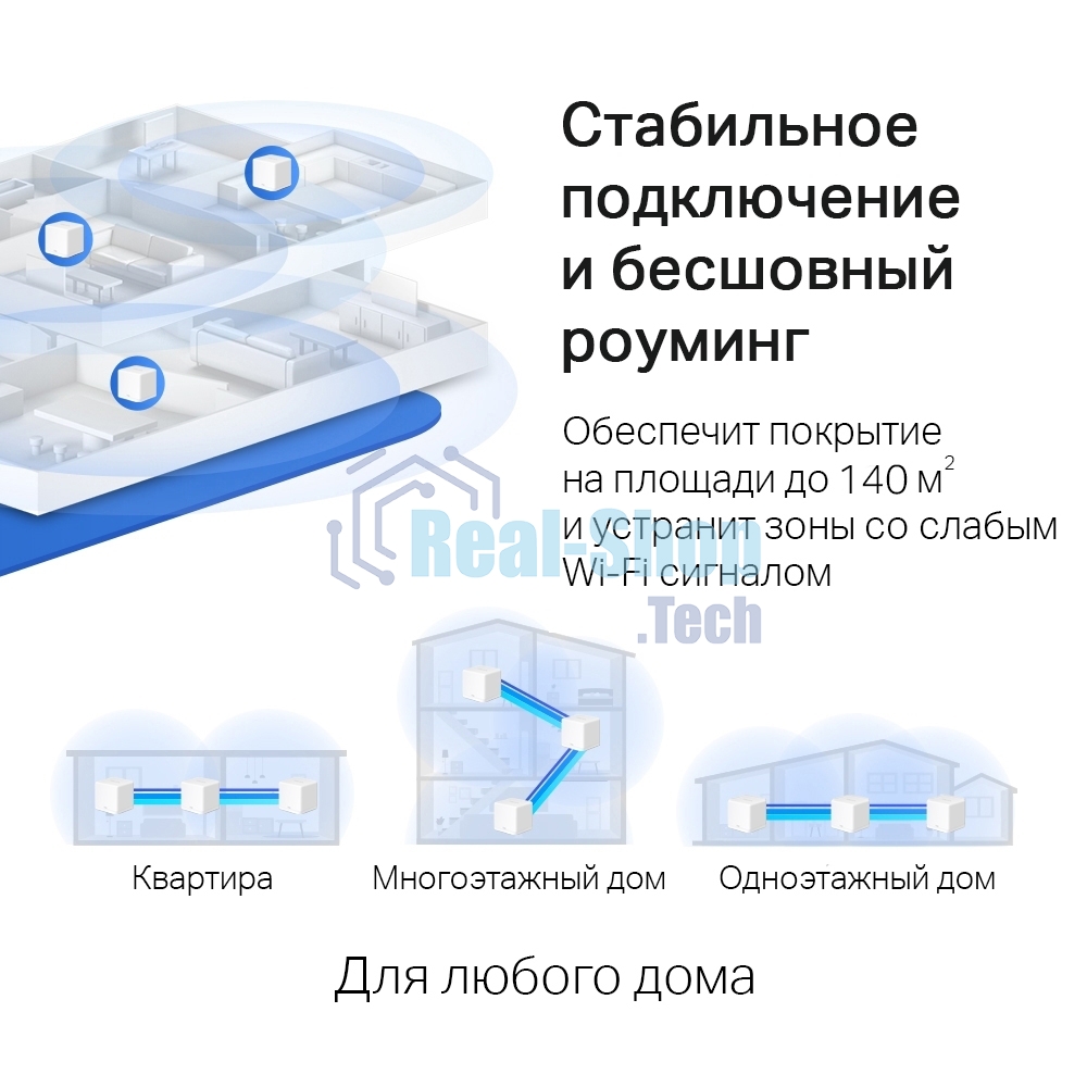Бесшовный Mesh роутер Mercusys Halo H30G(2-pack) AC1300 10/100/1000BASE-TX