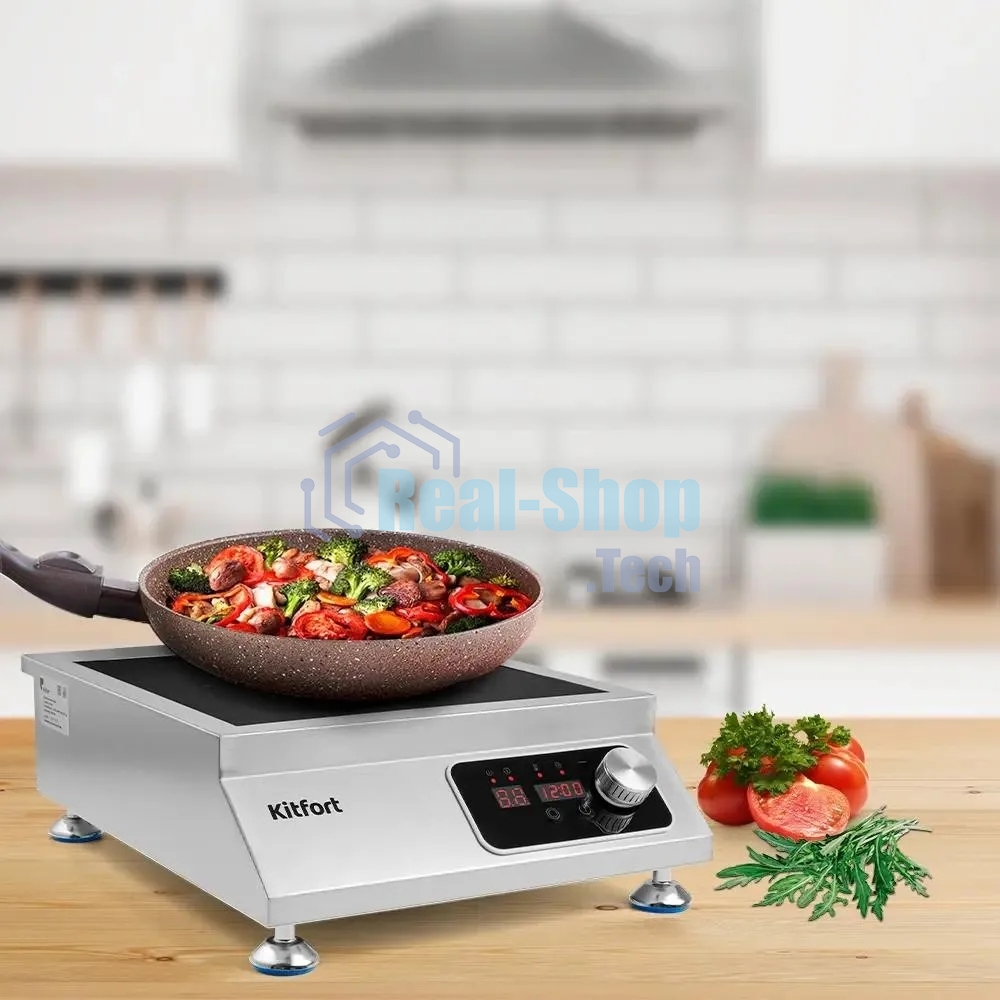 Плита настольная индукционная Kitfort КТ-143 серебристый/черный стеклокерамика (настольная)