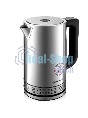 Чайник электрический BRAYER BR1060 2200 Вт, 1.7 л, стальной/черный