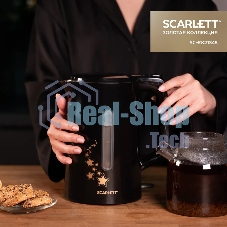 Чайник электрический Scarlett SC-EK21S45 1.5 л, 2200 Вт, черный корпус: нерж.сталь/пластик