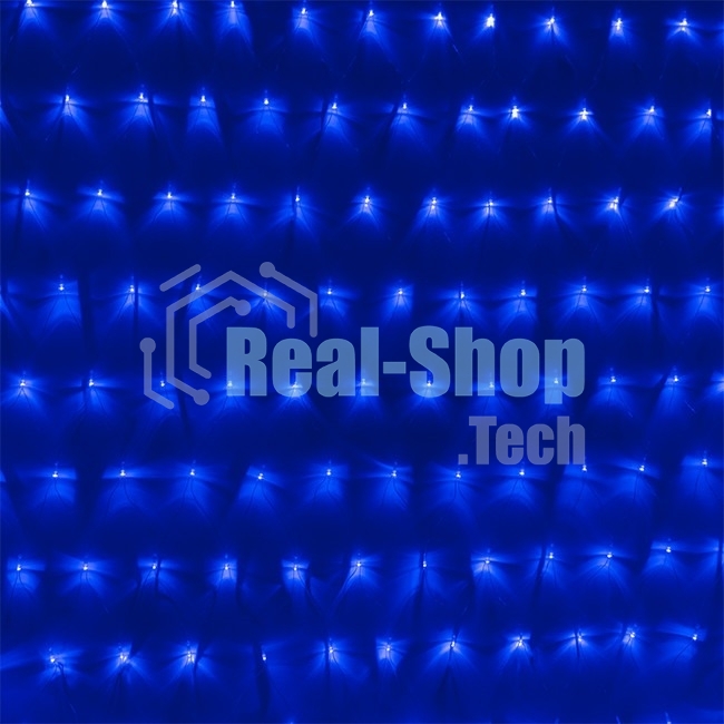 Гирлянда светод. Funray Cетка ML-144B, 1.0*1.5м, 144LED, синий, IP20, прозрачный шнур 1,5м, контр,
