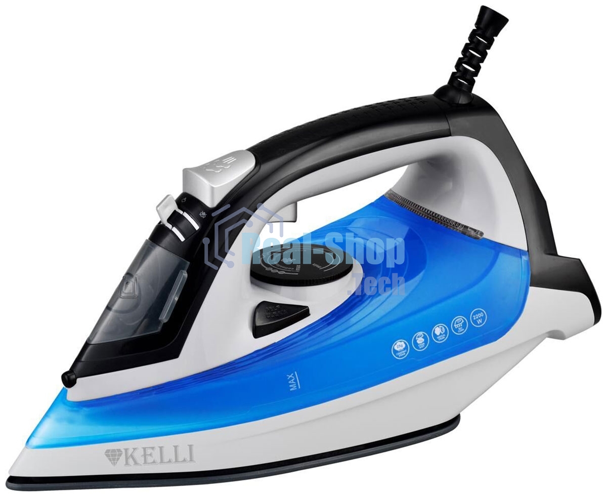 Утюг Kelli KL-1653С синий/белый, 2600 Вт, 30 г/мин, 100 г/мин, 290 мл