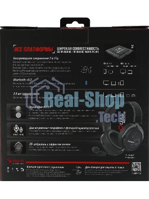 Гарнитура Bloody MR590 Sports чёрный, беспроводная + проводная, Bluetooth, до 35 ч