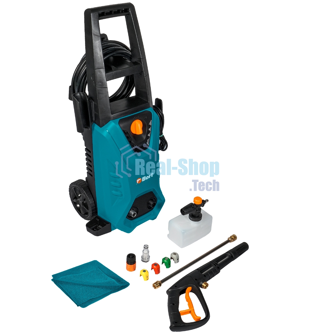 Мойка высокого давления Bort BHR-2300-PRO 93416299 2300 Вт, максимальное давление 170 бар, рабочее давление 130 бар, 8 л/мин, 7.4 кг, набор акссесуаров 10 шт