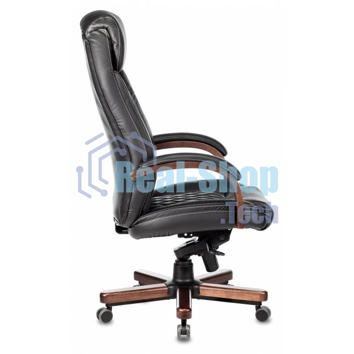 Кресло руководителя Бюрократ T-9924WALNUT черный, кожа, с подголов. крестовина металл/дерево