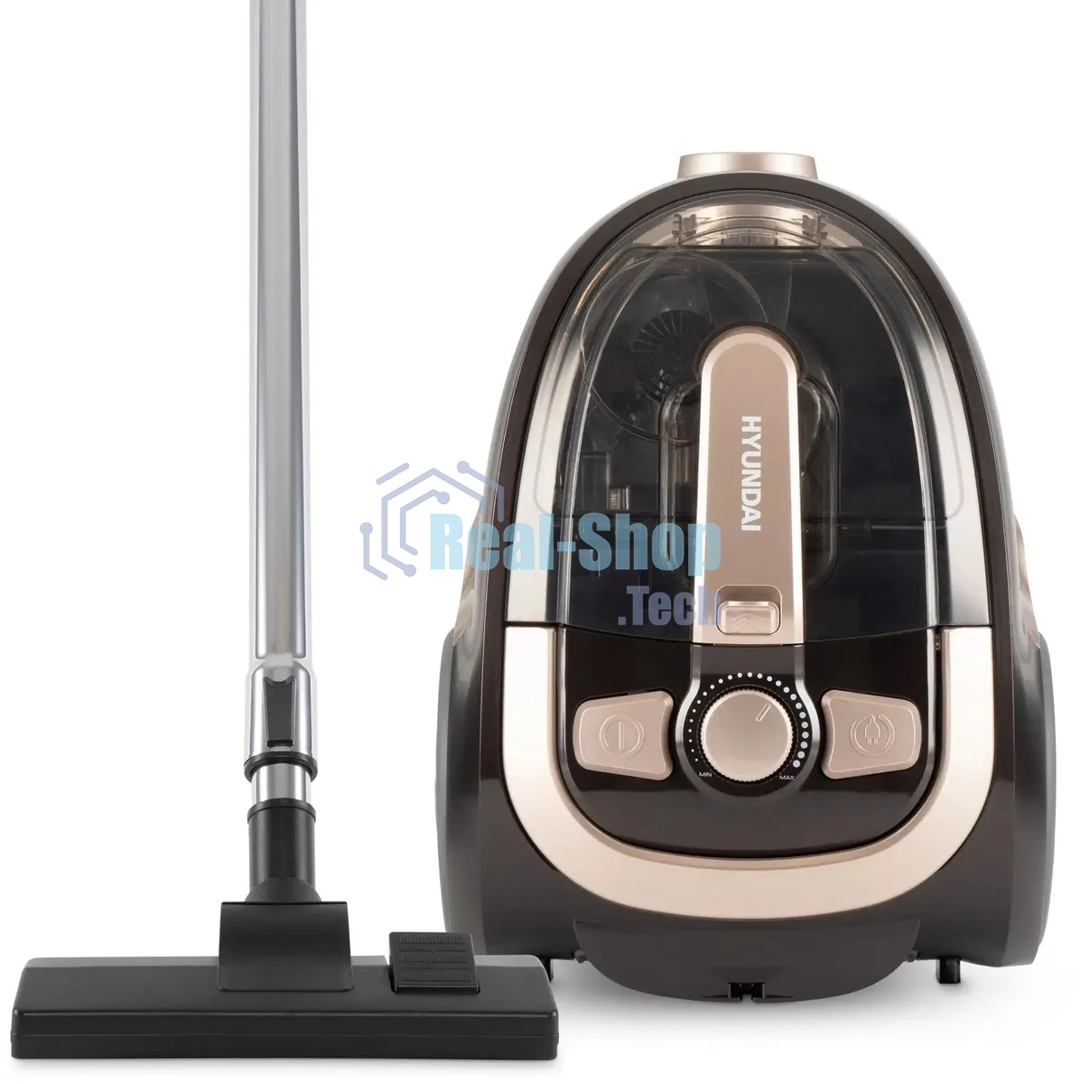 Пылесос Hyundai HYV-C3550 золотистый/темно-коричневый, 380/2220 Вт, уборка сухая, пылесборник контейнер 2,5 л