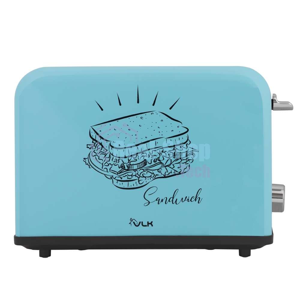 Тостер VLK Palermo 100, мощность 900 Вт, голубой, 5 регулировок поджаривания