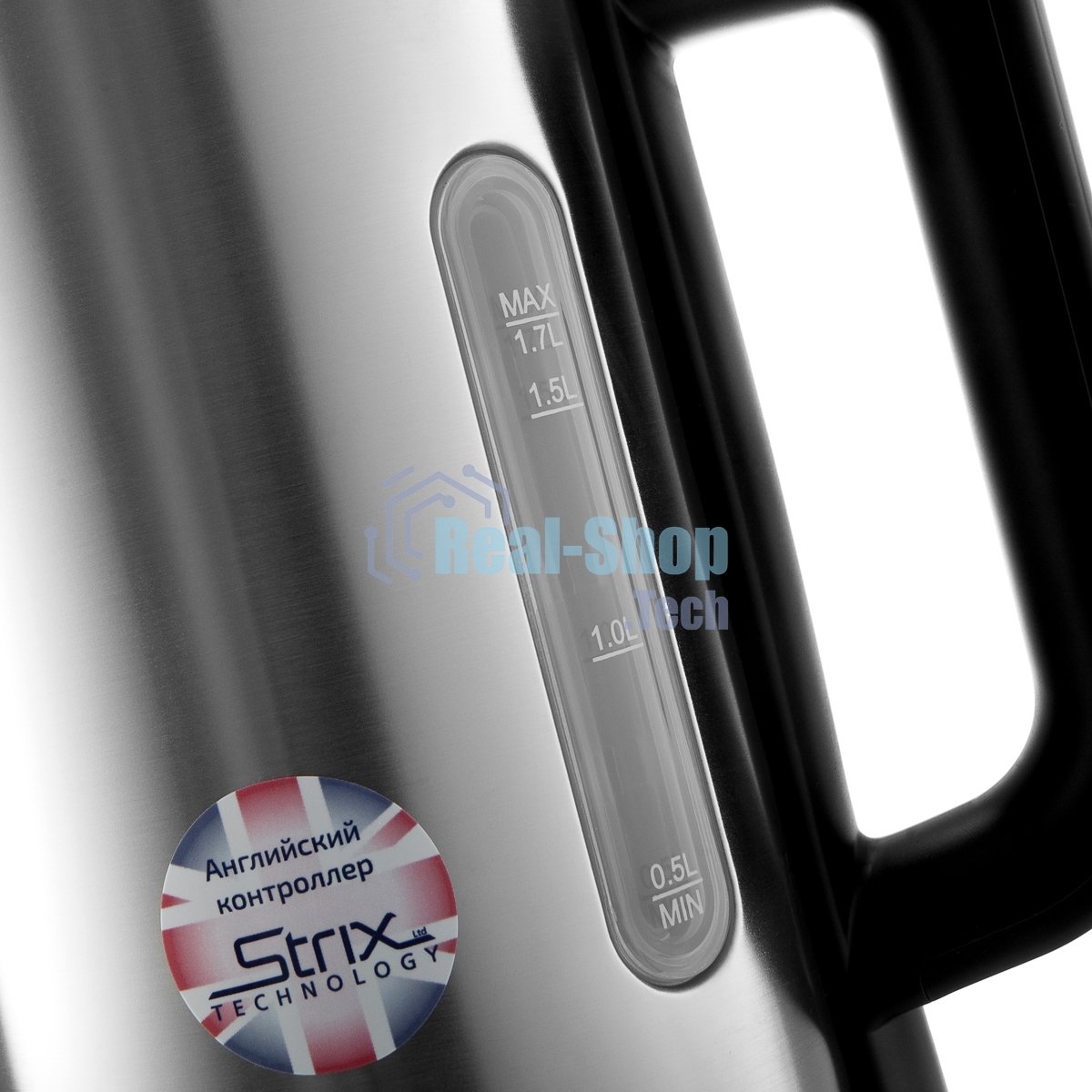 Чайник электрический BRAYER BR1060 2200 Вт, 1,7 л, стальной/черный