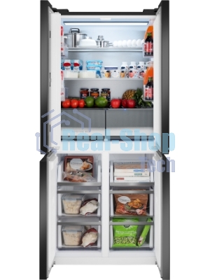 Холодильник Weissgauff WCD 450 Rock Glass NoFrost Inverter графит темный трехкамерный 287/163л морозилка снизу, No Frost, Side by Side