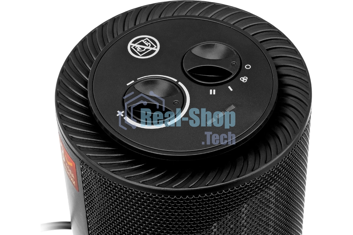 Тепловентилятор керамический Denzel DTFC-1200S, черный, 600/1200 Вт, 12 м2, 3 режима, термостат