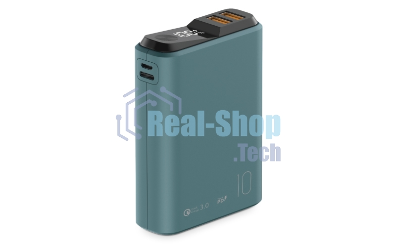 Портативный аккумулятор OLMIO QS-10, 10000mAh, 22.5W QuickCharge3.0/PowerDelivery, LCD, темно-зеленый