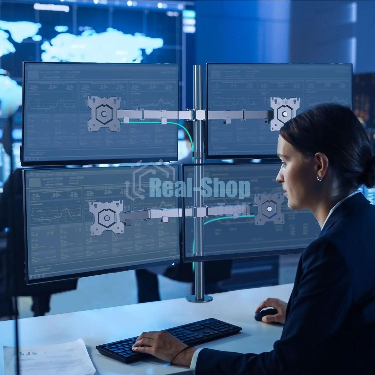 Кронштейн ONKRON D421E для четырех мониторов 13