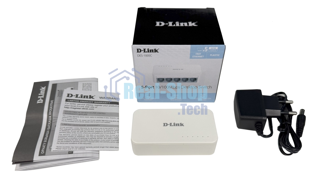 Коммутатор D-Link DES-1005C, 5×100 Мбит/с, неуправляемый