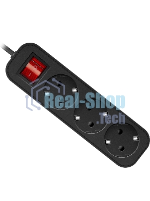 Удлинитель Defender с заземлением G330 Выключатель, 3.0 м, 3 розетки
