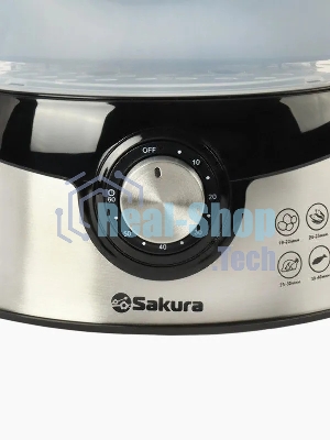 Пароварка Sakura SA-7215 чёрный, 9 л, ярусы - 3, 800 Вт, механическое