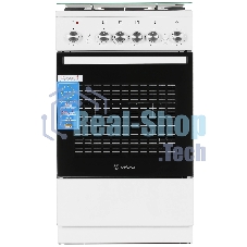 Плита комбинированная De Luxe 5040.40ГЭ (КР) ЧР белый, конфорок 4 шт, духовка 43 л, 50 см x 85 см x 50 см