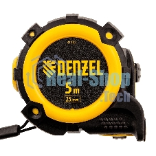 Рулетка Denzel 5м х 25мм, автоматич. фиксац., нейлон. покрытие, магнит. зацеп, двухстор. разметка