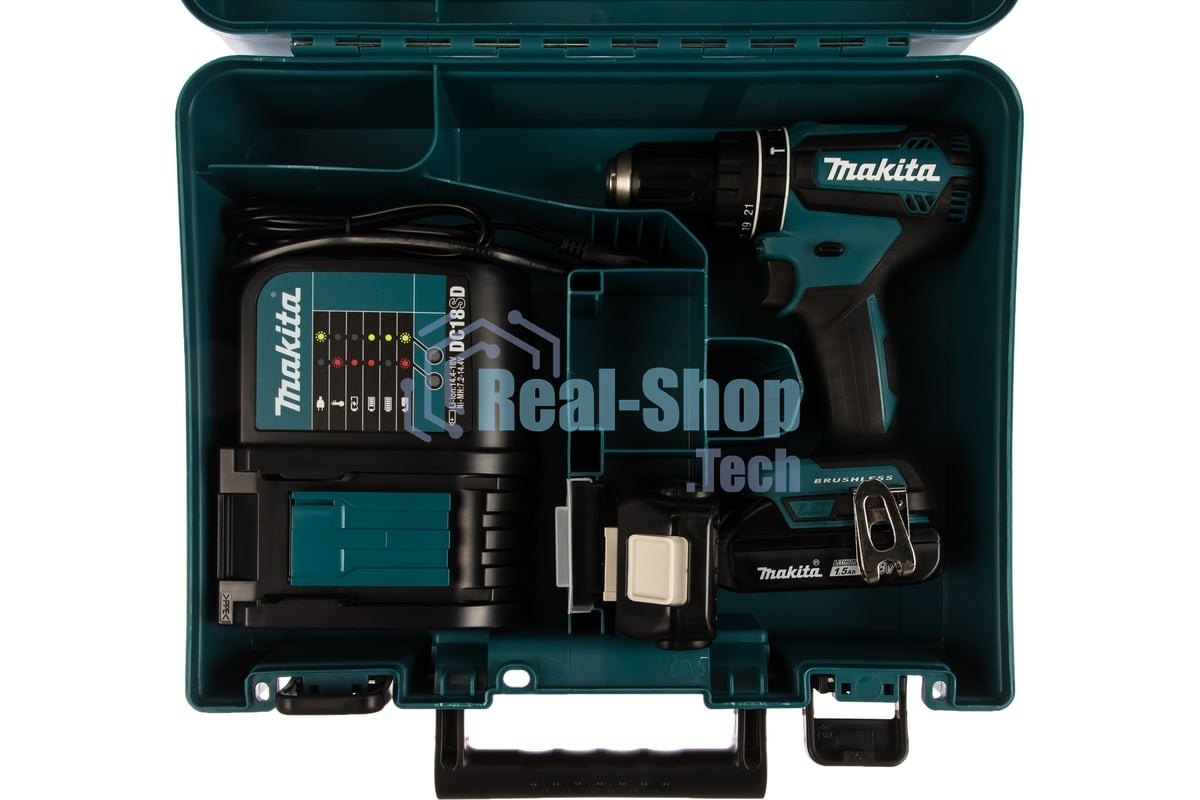 Аккумуляторная дрель-шуруповерт Makita DHP485SYE б\щет, 18В, 2х1.5 А·чLi-ion, БЗП-13мм,0-500\1900об\м, 50\25Нм