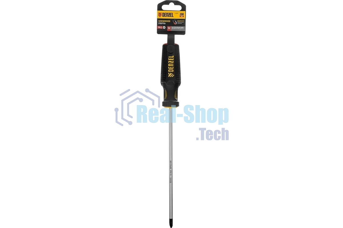 Отвертка Denzel PH2х200 мм, S2, 3к рукоятка