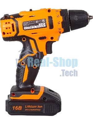 Дрель-шуруповерт Вихрь ДА-16Л-2КА, 16 В, 1,5 Ач, 32 Нм, щеточный