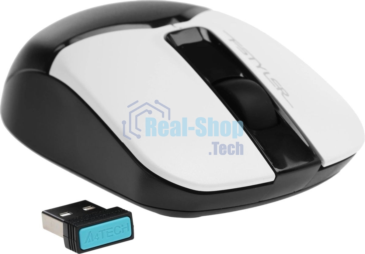 Мышь беспроводная A4Tech Fstyler FB12 белый/черный, 1200 dpi, радиоканал, Bluetooth, USB, кнопки - 3