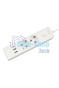 Бытовой удлинитель PowerCube, 2 р с/з вык.,3USB, 3500 Вт, 16А, 1.9 м, 3x1,0 (белый) PC-4-2M